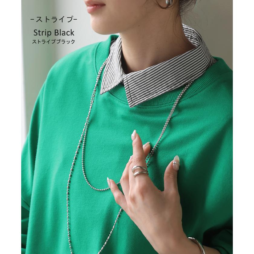つけ襟 レイヤード シャツ 風 ブラウス レディース フリル 重ね着 チェック 無地 チェックシャツ 付け襟 襟 綿100％ ハイネック スタンドカラー ディッキー | HUG.U | 25