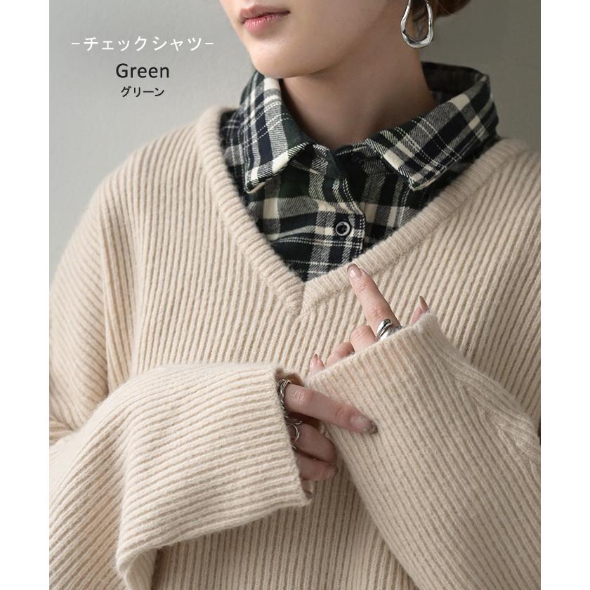 つけ襟 レイヤード シャツ 風 ブラウス レディース フリル 重ね着 チェック 無地 チェックシャツ 付け襟 襟 綿100％ ハイネック スタンドカラー ディッキー | HUG.U | 22