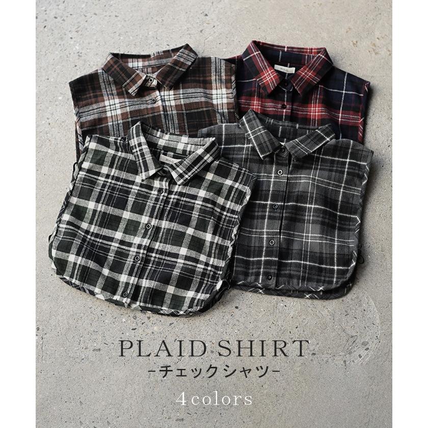 つけ襟 レイヤード シャツ 風 ブラウス レディース フリル 重ね着 チェック 無地 チェックシャツ 付け襟 襟 綿100％ ハイネック スタンドカラー ディッキー | HUG.U | 16