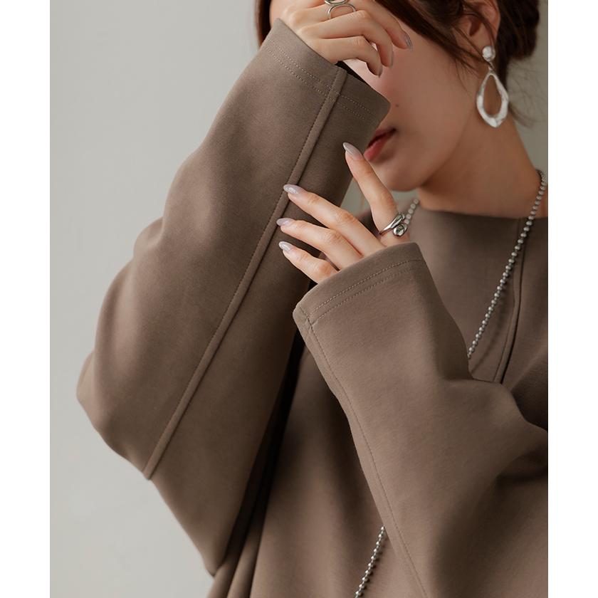 トップス プルオーバー ダンボール レディース ロング カットソー シワになりにくい 無地 長袖 ボートネック 軽い イージーケア ノンアイロン 保温性 | HUG.U | 23