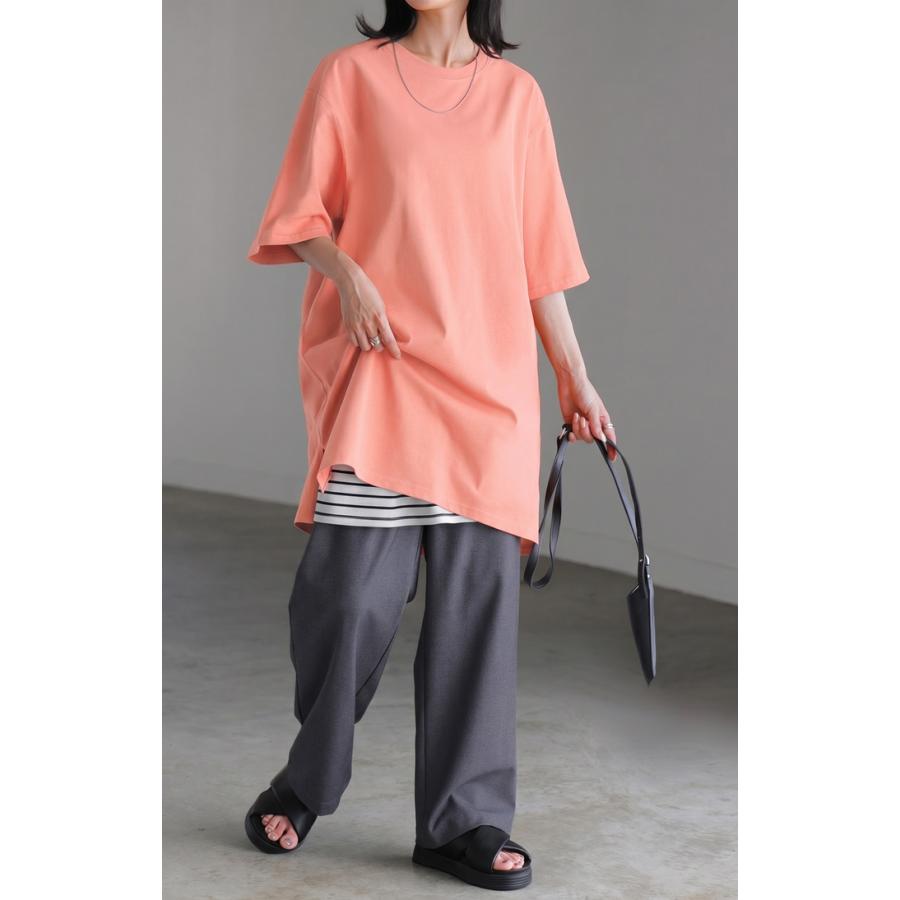 Tシャツ レディース 汗ジミ 軽減 UVカット トップス 半袖 綿100％ カットソー ロング ティーシャツ チュニック | HUG.U | 17