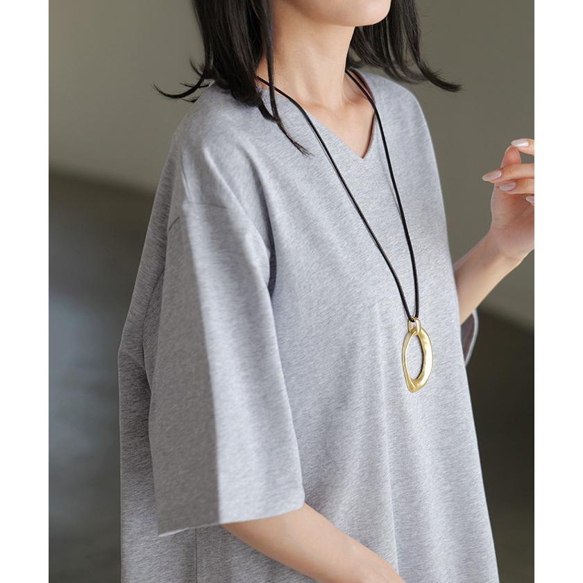 Tシャツ レディース 汗ジミ 軽減 UVカット トップス 半袖 綿100％ カットソー ロング ティーシャツ チュニック | HUG.U | 20