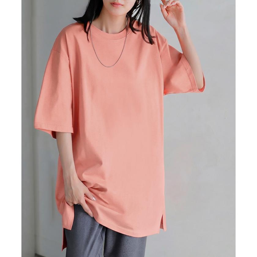 Tシャツ レディース 汗ジミ 軽減 UVカット トップス 半袖 綿100％ カットソー ロング ティーシャツ チュニック | HUG.U | 10