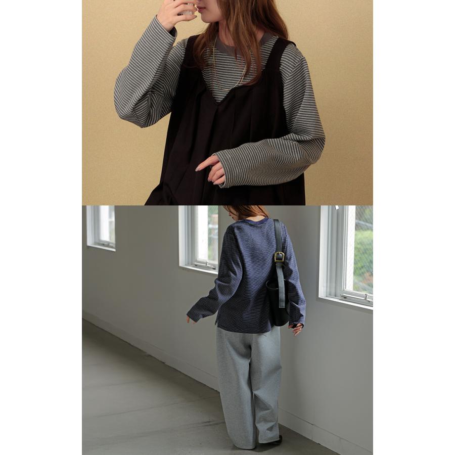 Back U Lady ボーダーカットソー HUG.U（ハグユー） カットソー ロンT ボーダー レディース トップス