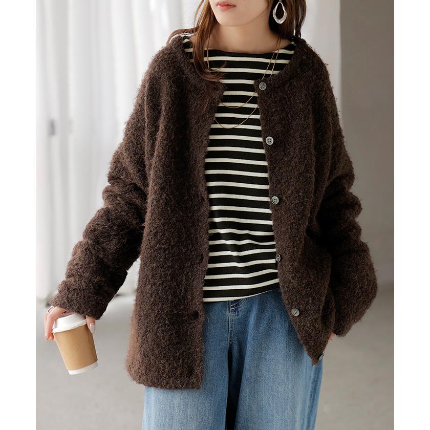 カットソー ロンT ボーダー 刺繍 レディース トップス 長袖 Tシャツ 綿100 ロング チュニック バスク ティーシャツ ビッグ プラスサイズ ボートネック | HUG.U | 14