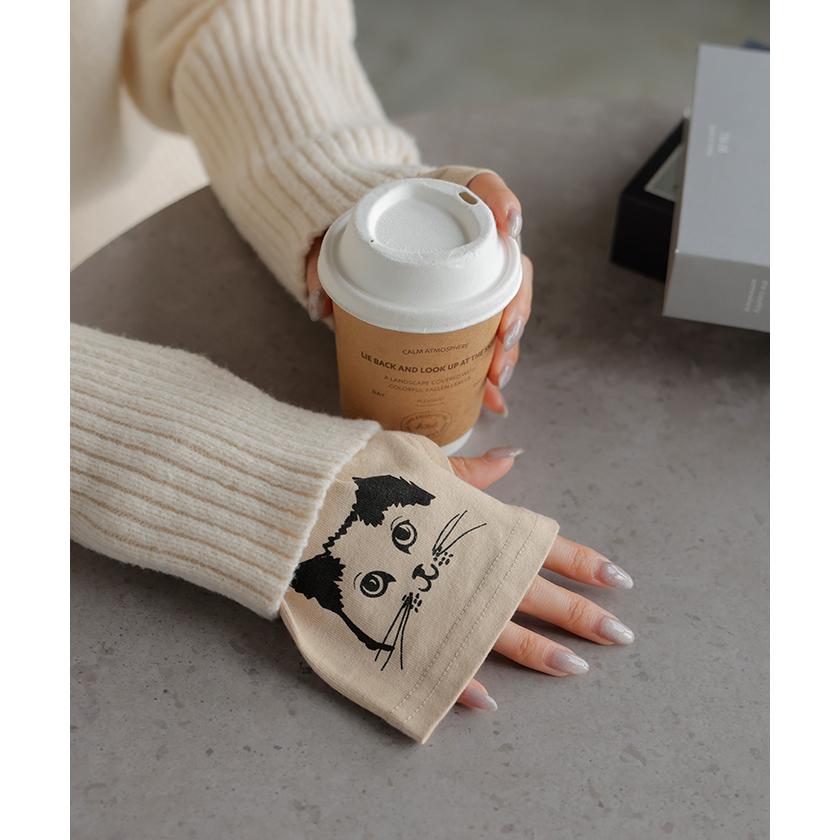 HUG.U（ハグユー） カットソー ロンT 袖 猫 プリント トップス 長袖 T