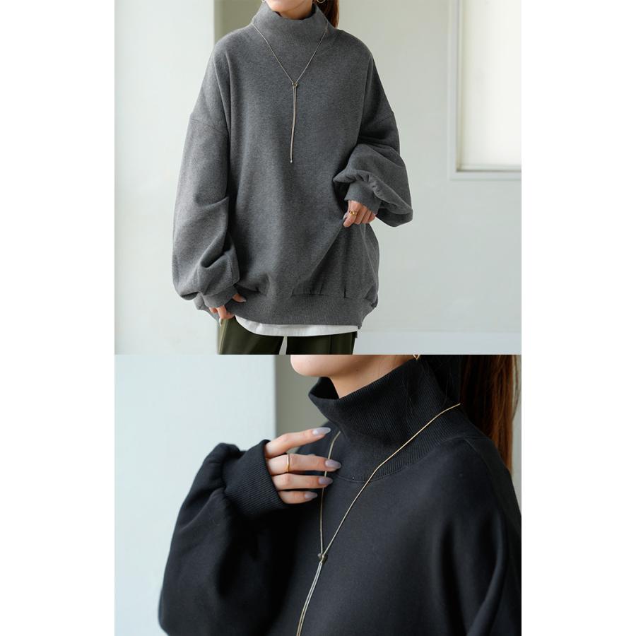 スウェット 特暖 裏シャギー タートルネック レディース トップス ロング 裏起毛 プルオーバー ハイネック 長袖 ボリュームスリーブ | HUG.U | 09