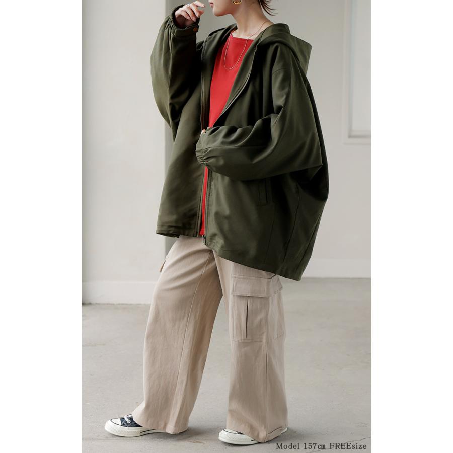 ジャケット ロング ドルマン レディース アウター トップス オーバー お尻が隠れる ジャンパー コート 無地 長袖 Vネック ライトアウター | HUG.U | 17