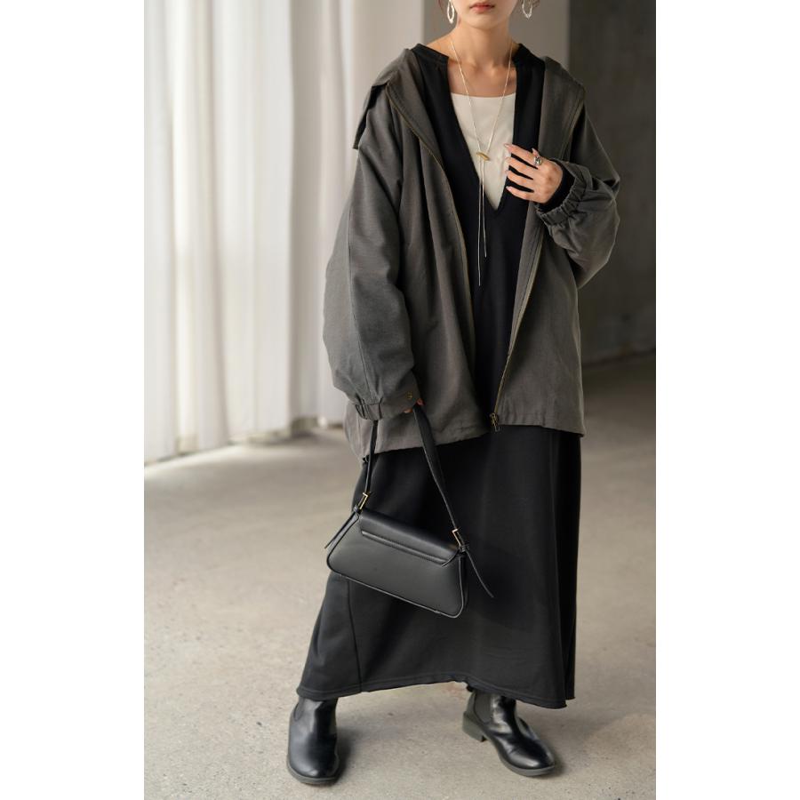 ジャケット ロング ドルマン レディース アウター トップス オーバー お尻が隠れる ジャンパー コート 無地 長袖 Vネック ライトアウター | HUG.U | 20