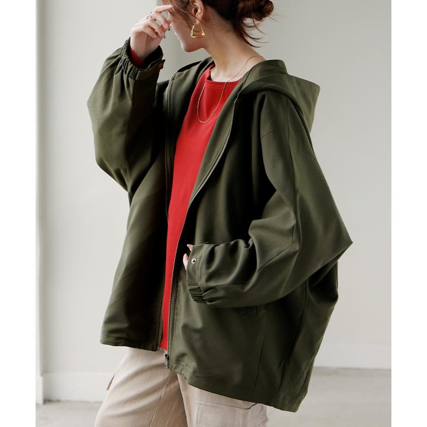 ジャケット ロング ドルマン レディース アウター トップス オーバー お尻が隠れる ジャンパー コート 無地 長袖 Vネック ライトアウター | HUG.U | 07