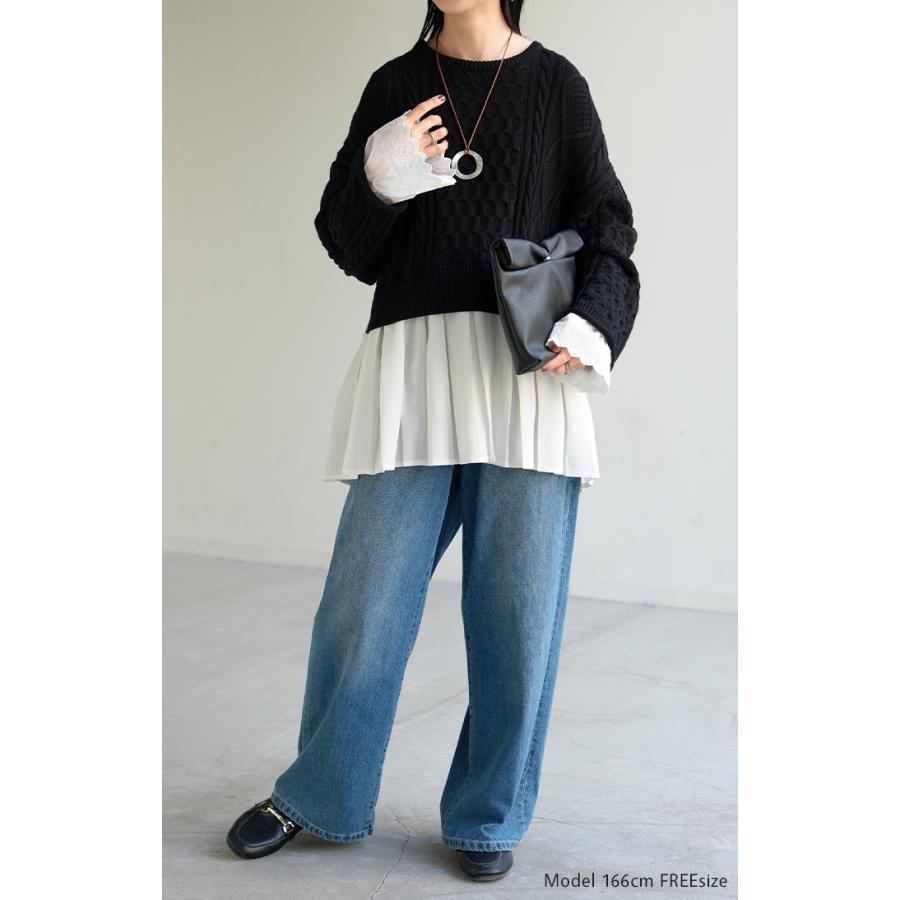 つけ袖 レース 綿100 レディース フリル 刺繍 レイヤード ブラウス 重ね 付け袖 肌隠し シャーリングゴム 軽量 ストレッチ フレア袖 ベル袖 刺繍レース | HUG.U | 17