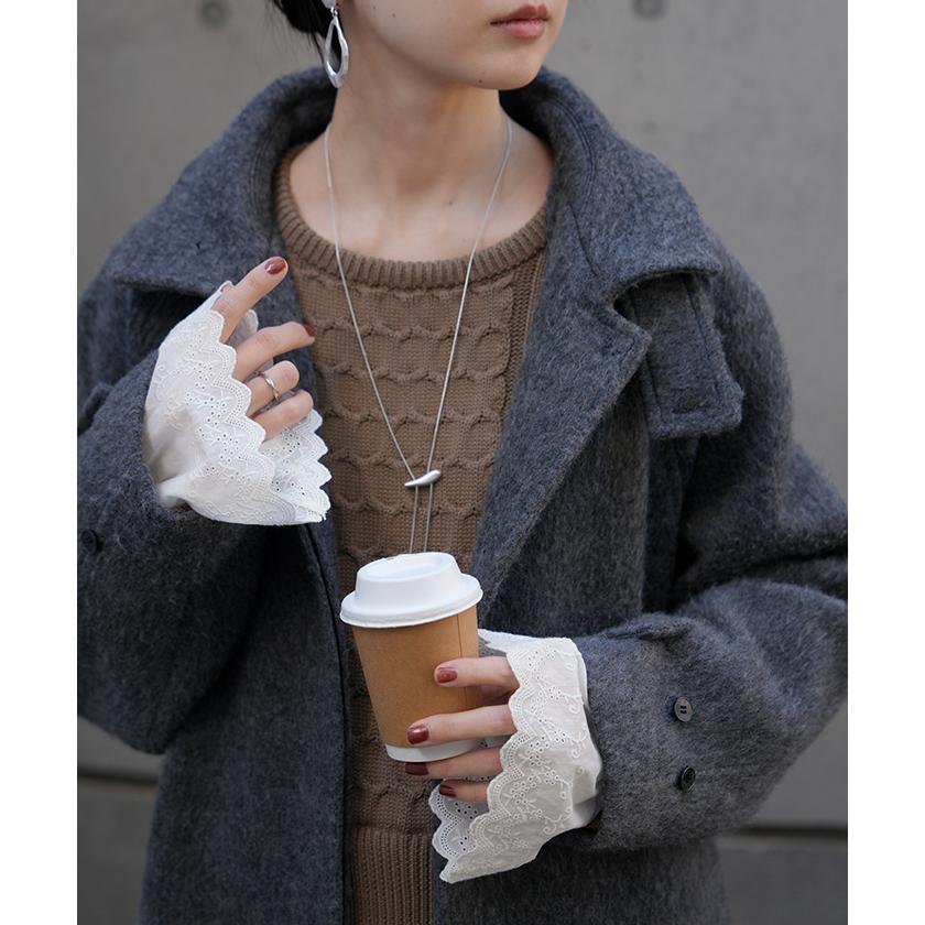 つけ袖 レース 綿100 レディース フリル 刺繍 レイヤード ブラウス 重ね 付け袖 肌隠し シャーリングゴム 軽量 ストレッチ フレア袖 ベル袖 刺繍レース | HUG.U | 06