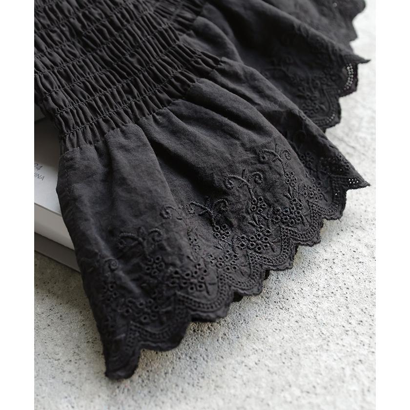 つけ袖 レース 綿100 レディース フリル 刺繍 レイヤード ブラウス 重ね 付け袖 肌隠し シャーリングゴム 軽量 ストレッチ フレア袖 ベル袖 刺繍レース | HUG.U | 07