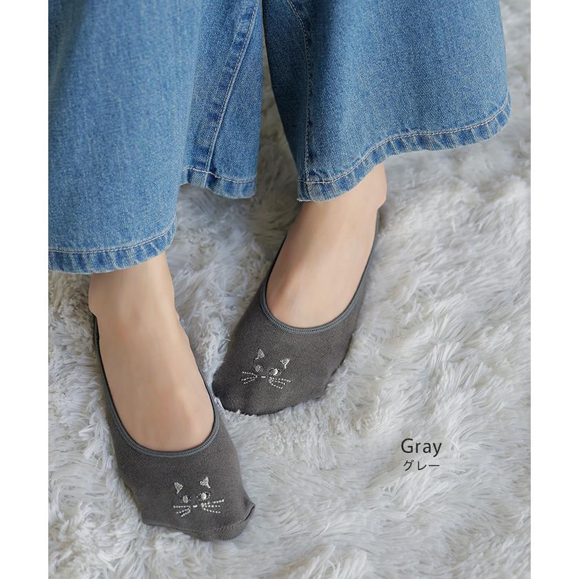 靴下 3点セット 猫 刺繍 脱げない ソックス レディース レディースソックス フットカバー パンプス ワンポイント ムレない シリコン滑り止め ストレッチ | HUG.U | 14