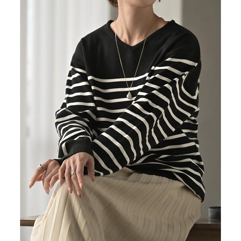 ニット カシミヤタッチ 選べる 3ネック レディース トップス ロング セーター オーバー プルオーバー 長袖 長い ボートネック Vネック | HUG.U | 22