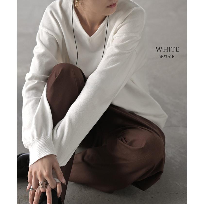 ニット カシミヤタッチ 選べる 3ネック レディース トップス ロング セーター オーバー プルオーバー 長袖 長い ボートネック Vネック | HUG.U | 23