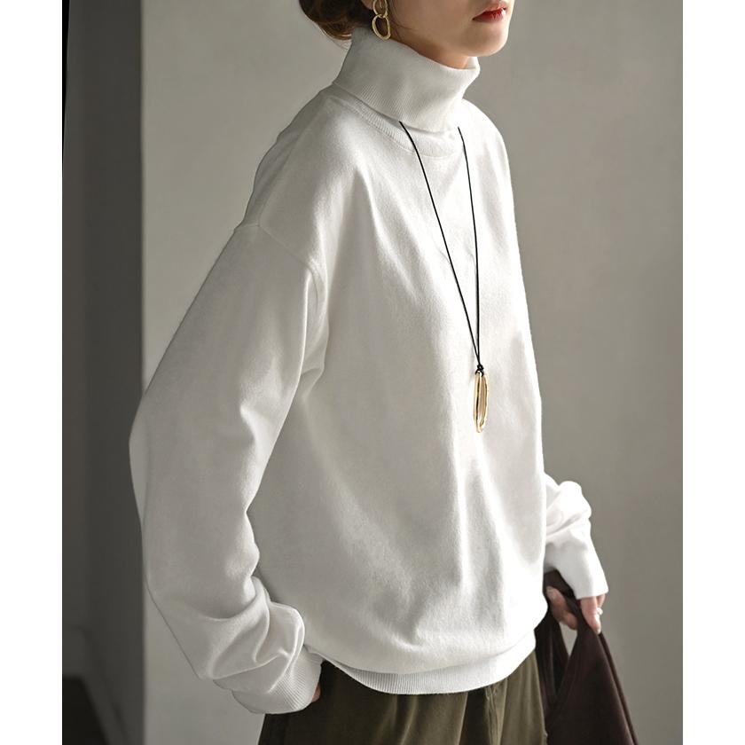 ニット カシミヤタッチ 選べる 3ネック レディース トップス ロング セーター オーバー プルオーバー 長袖 長い ボートネック Vネック | HUG.U | 09