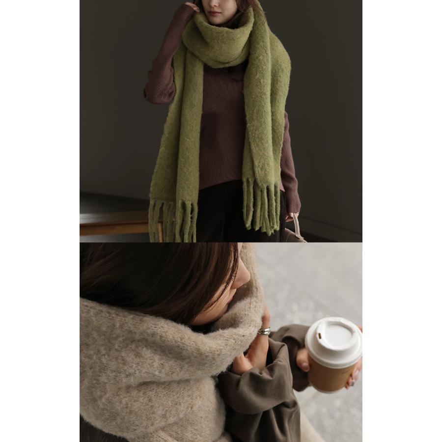 マフラー シャギー フリンジ レディース 無地 ストール ショール ニット 大判 大判マフラー ふわふわ 羽織り物 太 お呼ばれ チクチクしない あったか 防寒 保温 | HUG.U | 11