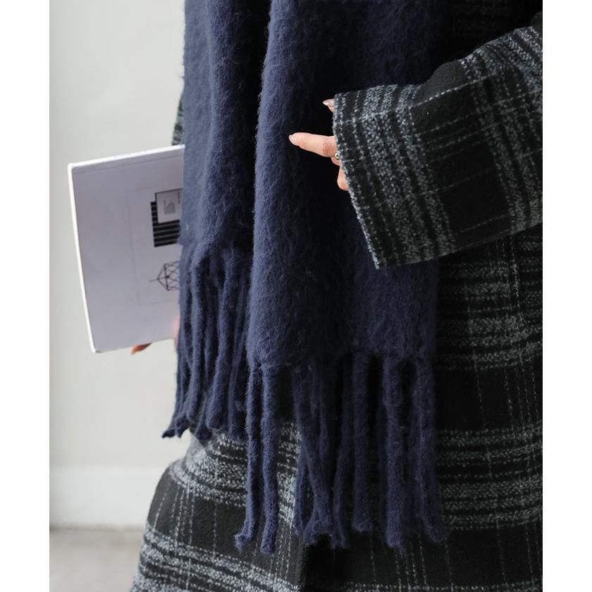 マフラー シャギー フリンジ レディース 無地 ストール ショール ニット 大判 大判マフラー ふわふわ 羽織り物 太 お呼ばれ チクチクしない あったか 防寒 保温 | HUG.U | 12