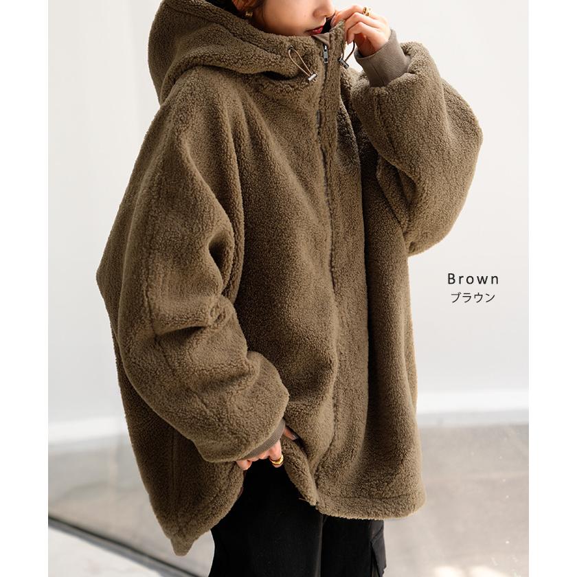 アウター ボア 裏起毛 レディース ボアジャケット 裏起毛ジャケット ロング ロングコート パーカー ジャケット ブルゾン オーバー コート ハイネック | HUG.U | 13