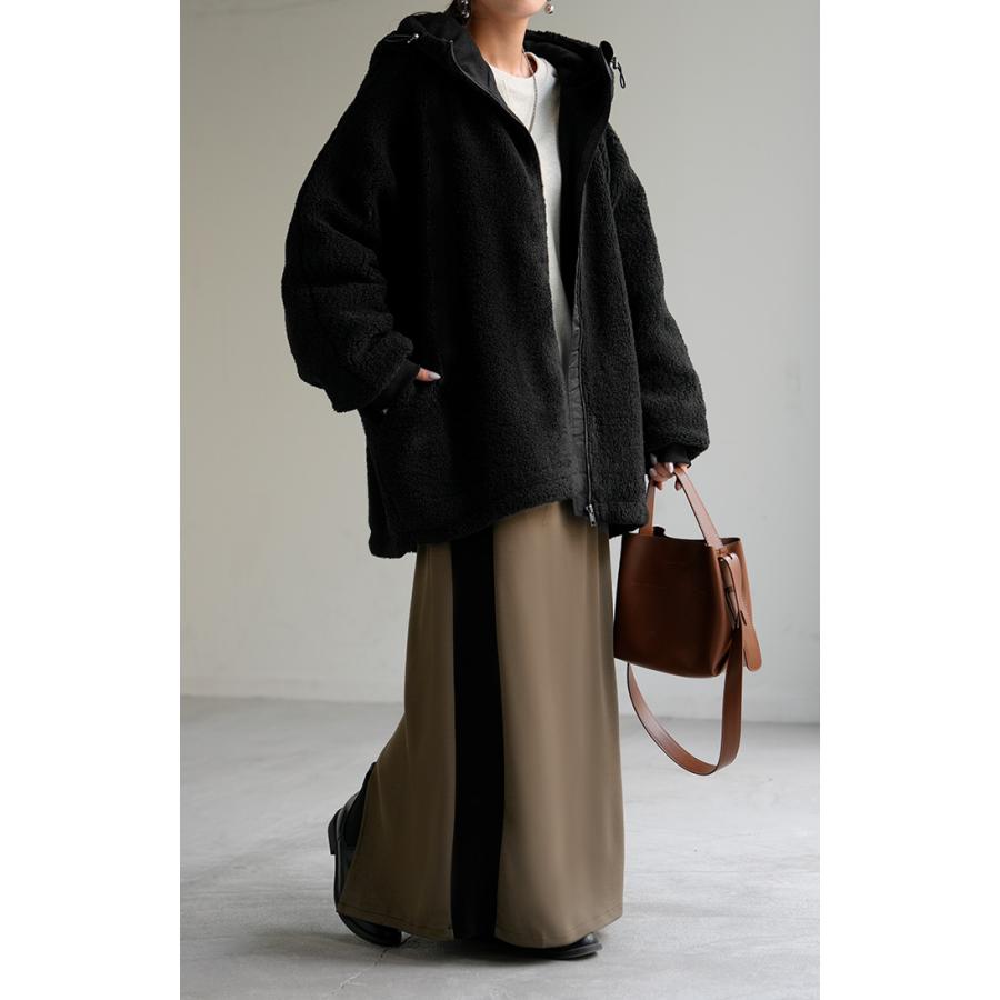 アウター ボア 裏起毛 レディース ボアジャケット 裏起毛ジャケット ロング ロングコート パーカー ジャケット ブルゾン オーバー コート ハイネック | HUG.U | 19