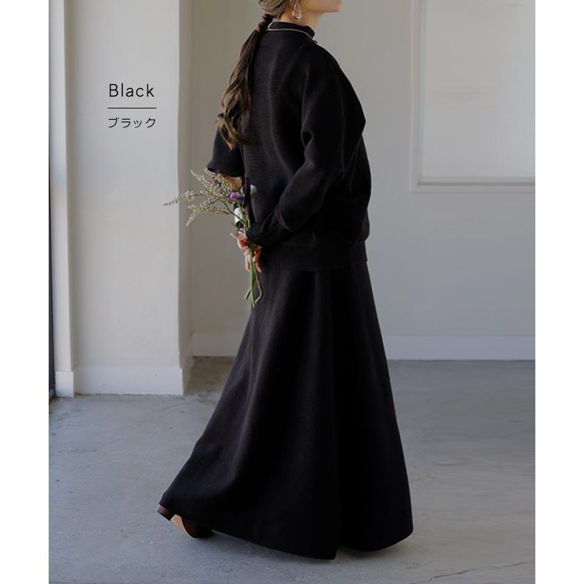 セットアップ 2点セット ニット スカート レディース トップス ボトムス セーター ロング 無地 フレアスカート ロングスカート 3way リブ チュニック ゆったり | HUG.U | 13