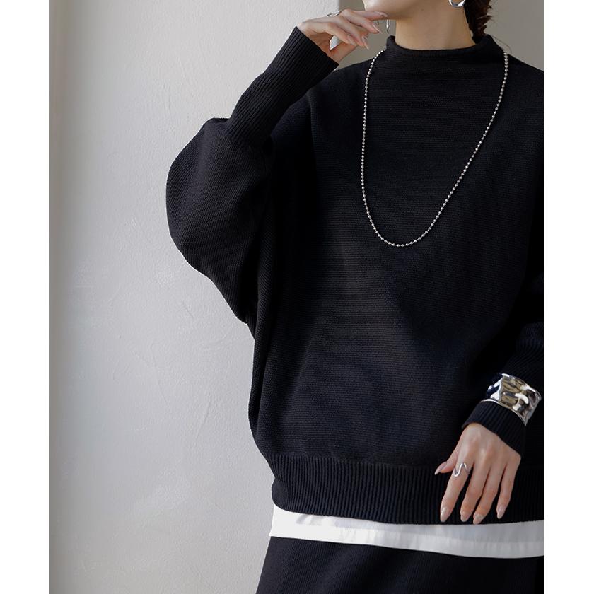 セットアップ 2点セット ニット スカート レディース トップス ボトムス セーター ロング 無地 フレアスカート ロングスカート 3way リブ チュニック ゆったり | HUG.U | 04