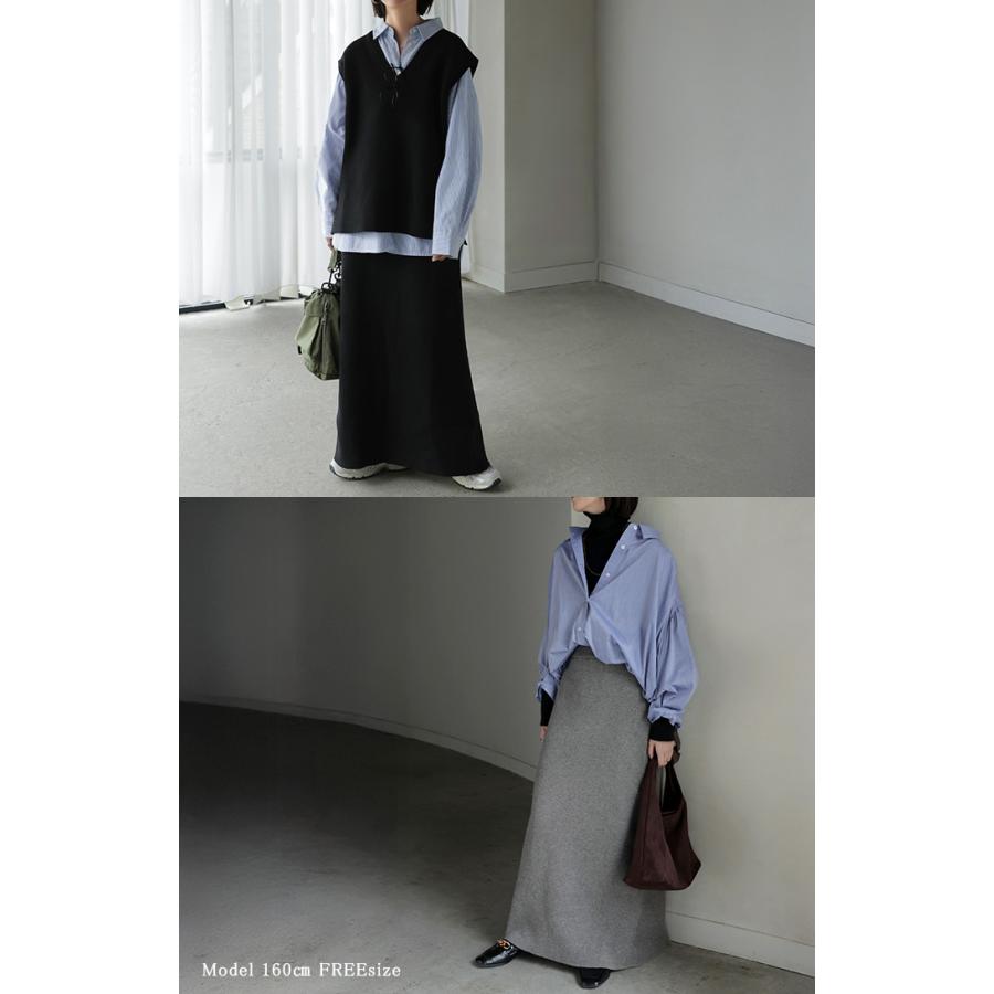 セットアップ ニットベスト スカート 2点セット レイヤード ニット ベスト ニットスカート ジレ トップス チュニック レディース ロングスカート 体型カバー | HUG.U | 18