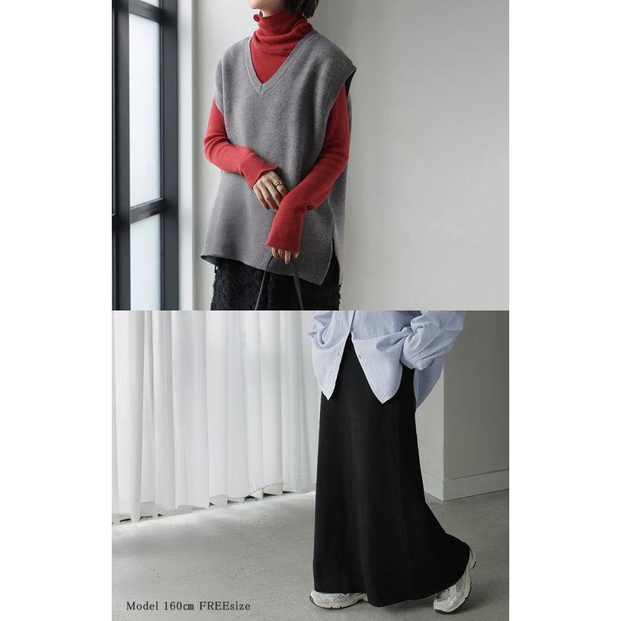 セットアップ ニットベスト スカート 2点セット レイヤード ニット ベスト ニットスカート ジレ トップス チュニック レディース ロングスカート 体型カバー | HUG.U | 05