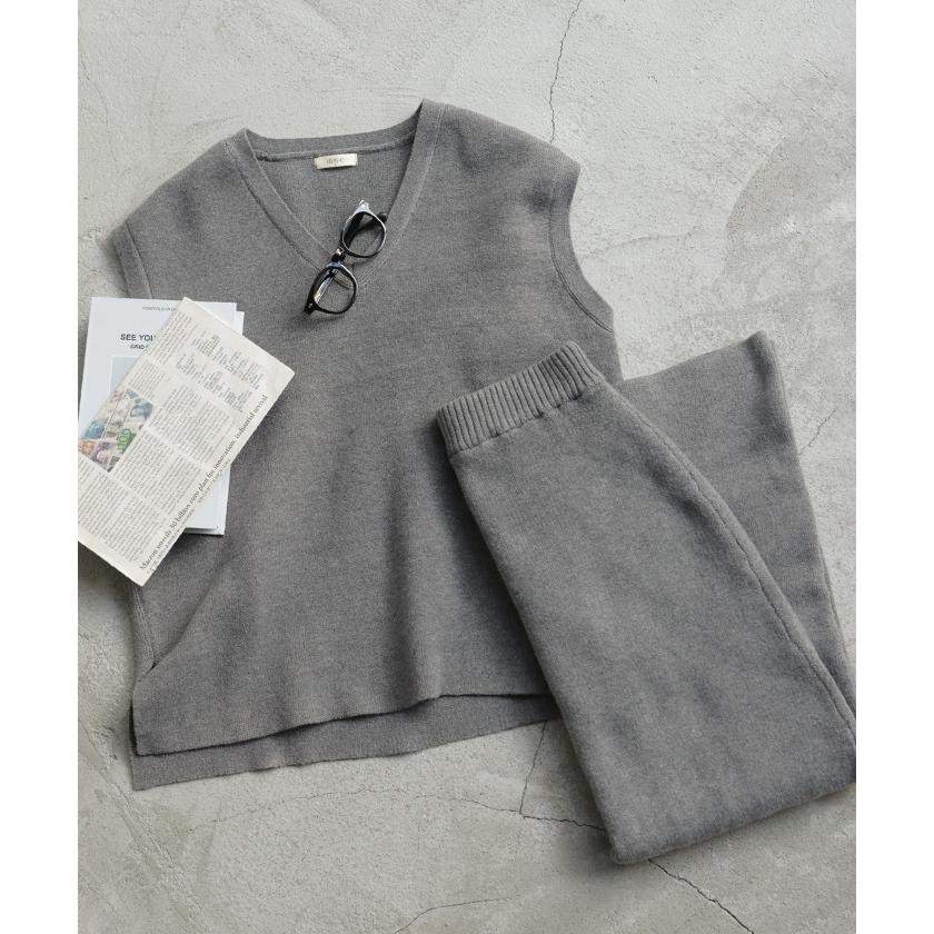 セットアップ ニットベスト スカート 2点セット レイヤード ニット ベスト ニットスカート ジレ トップス チュニック レディース ロングスカート 体型カバー | HUG.U | 08