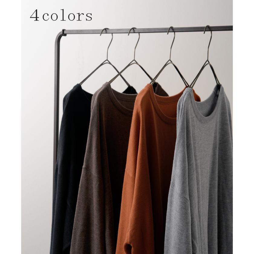 ニット 体感＋3.2℃ 吸湿 発熱　トップス ロング レディース セーター オーバー プルオーバー 長袖 チクチクしない 薄手 火山岩糸 クルーネック | HUG.U | 13