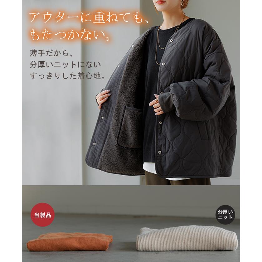 ニット 体感＋3.2℃ 吸湿 発熱　トップス ロング レディース セーター オーバー プルオーバー 長袖 チクチクしない 薄手 火山岩糸 クルーネック | HUG.U | 10