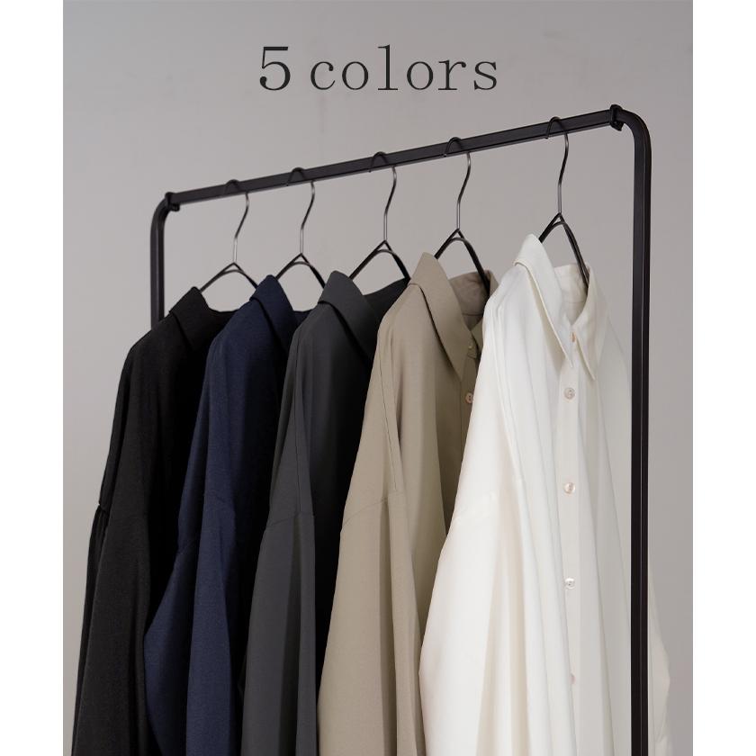 シャツ レディース バックシャン チュニック ブラウス トップス シャーリング ギャザー ロング ロングシャツ 長袖 無地 羽織 ライトアウター きれいめ ぽわん袖 | HUG.U | 14