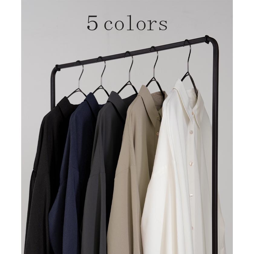 シャツ レディース バックシャン チュニック ブラウス トップス シャーリング ギャザー ロング ロングシャツ 長袖 無地 羽織 ライトアウター きれいめ ぽわん袖 | HUG.U | 14