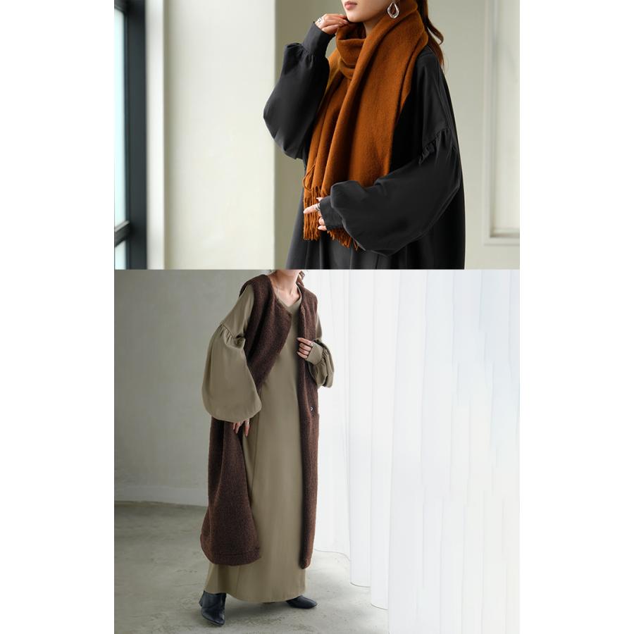 ワンピース ロング パフスリーブ Vネック レディース ワンピ ロングワンピース ロングワンピ Aライン マキシ マキシワンピース ボリュームスリーブ | HUG.U | 19