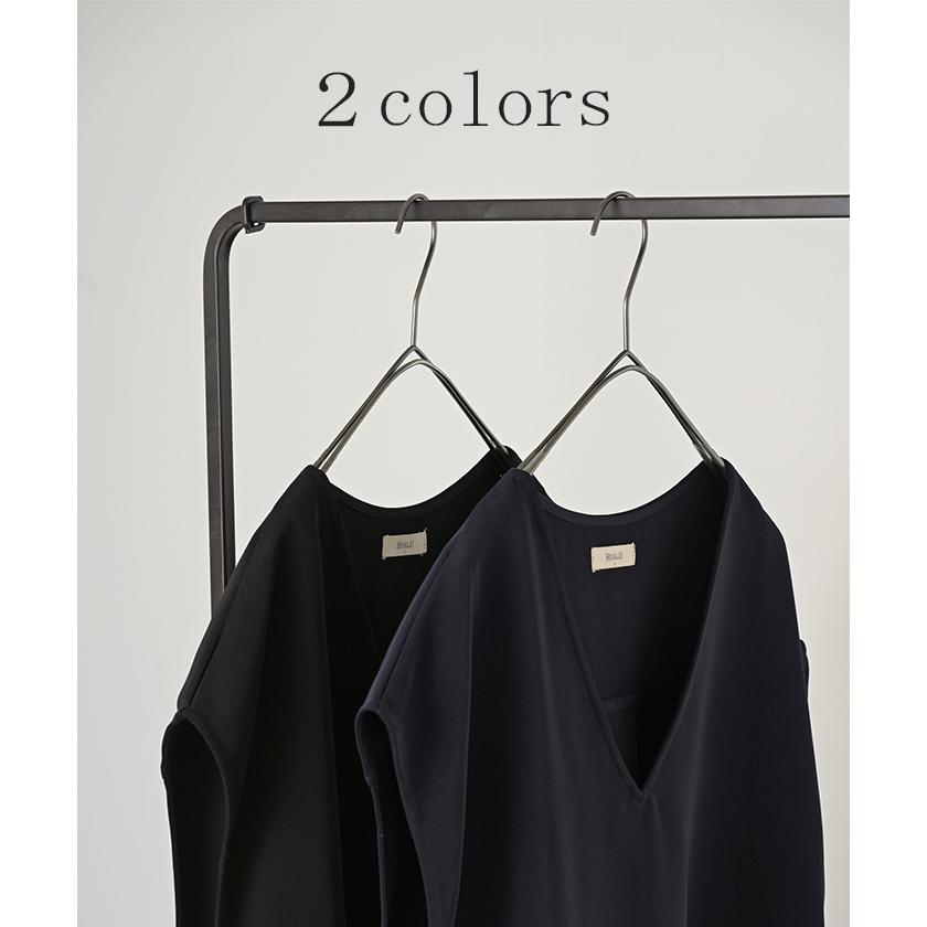 ベスト ジレ ロングベスト レディース チュニック トップス ノーカラ― Vネック ロング ロングジレ ノースリーブ 羽織 レイヤード 体型カバー きれいめ おしゃれ | HUG.U | 12