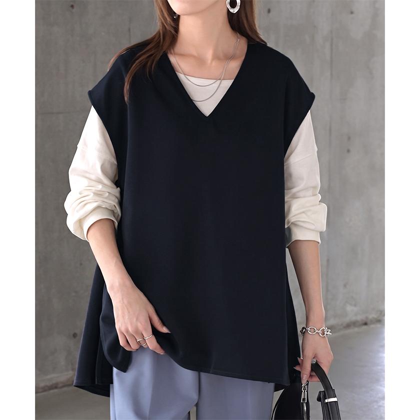 カコ　　チュニック ロングベスト ノースリーブ HUG.U（ハグユー） ベスト ジレ ロングベスト レディース チュニック