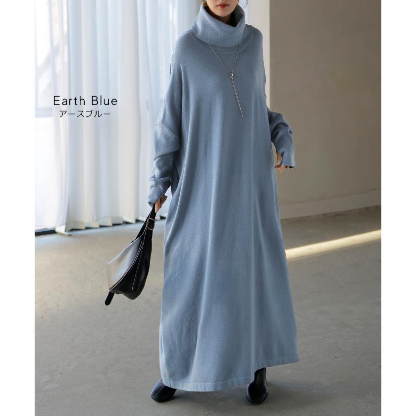 ワンピース ニット タートルネック ロング ワンピ セーター レディース 指穴 ニットワンピース ニットワンピ ロングワンピース 長袖 | HUG.U | 19