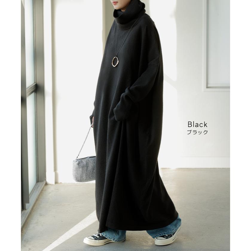 ワンピース ニット タートルネック ロング ワンピ セーター レディース 指穴 ニットワンピース ニットワンピ ロングワンピース 長袖 | HUG.U | 20