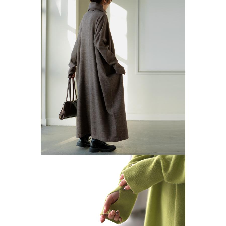 ワンピース ニット タートルネック ロング ワンピ セーター レディース 指穴 ニットワンピース ニットワンピ ロングワンピース 長袖 | HUG.U | 16