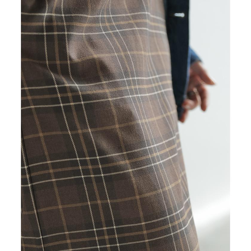 スカート ロング チェック レディース ?ロングスカート ナロースカート ボトムス ボトム 微起毛 洗える フレア フレアスカート マキシ ウエストゴム | HUG.U | 20