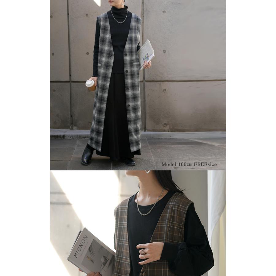 ワンピース ジレ ジャンパースカート 2way チェック ウォッシャブル サロペット レディース ロング ロングワンピース シワになりにくい 微 起毛 レイヤード | HUG.U | 19