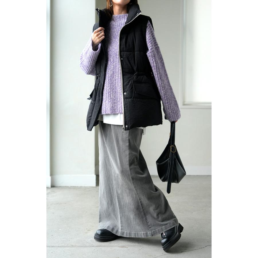 ニット メランジ ボトルネック レディース トップス セーター リブ オーバー プルオーバー リブ編み ローゲージニット ハイネック スリット | HUG.U | 20