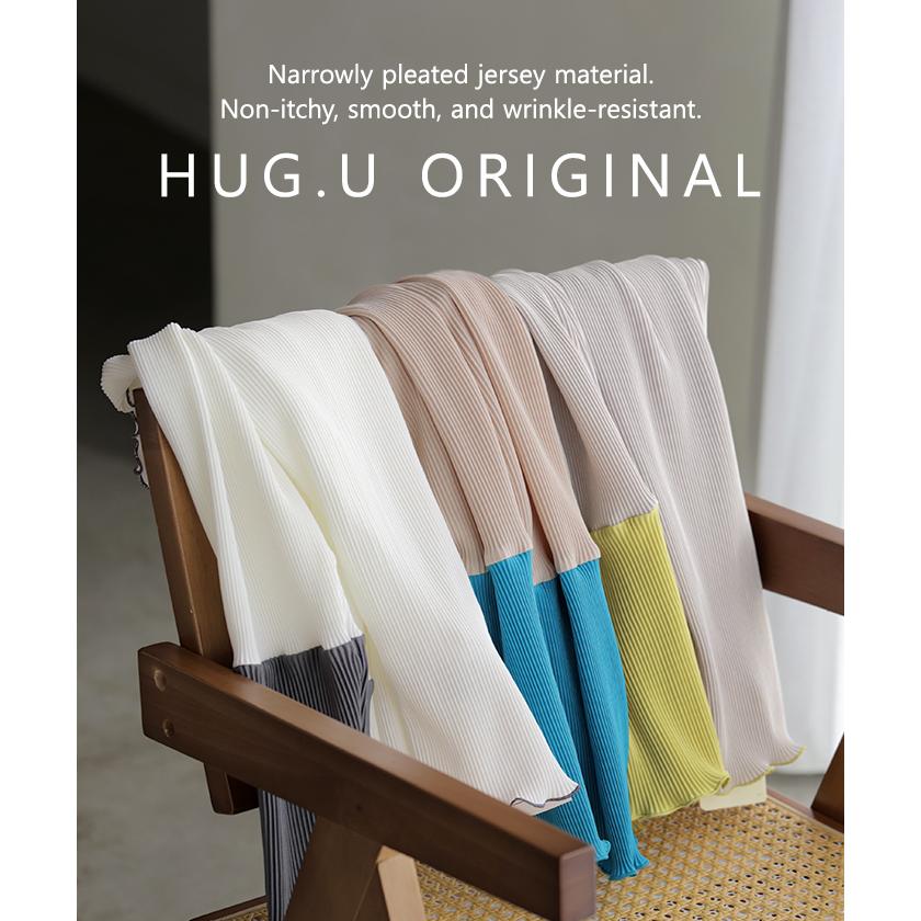 トップス プリーツ インナー バイカラー レディース 長袖 ストレッチ レイヤード 配色 リブ メロウ 重ね着 ボトルネック ハイネック シワになりにくい 華奢見え | HUG.U | 16