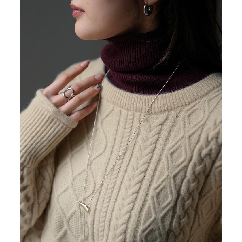 アンサンブル レディース トップス ロング セット セーター ブラウス チュニック ストライプシャツ リブ ボリュームスリーブ 重ね着 | HUG.U | 11