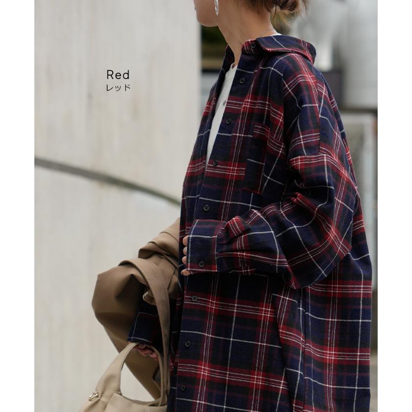 ワンピース シャツ チェック ネルシャル シャツワンピース 綿100 チェックシャツ シャツワンピ レディース ロング ロングワンピース | HUG.U | 18