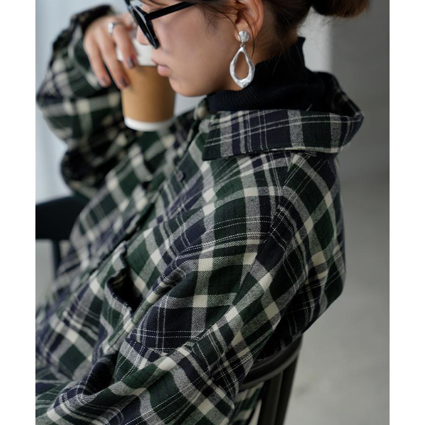 ワンピース シャツ チェック ネルシャル シャツワンピース 綿100 チェックシャツ シャツワンピ レディース ロング ロングワンピース | HUG.U | 06