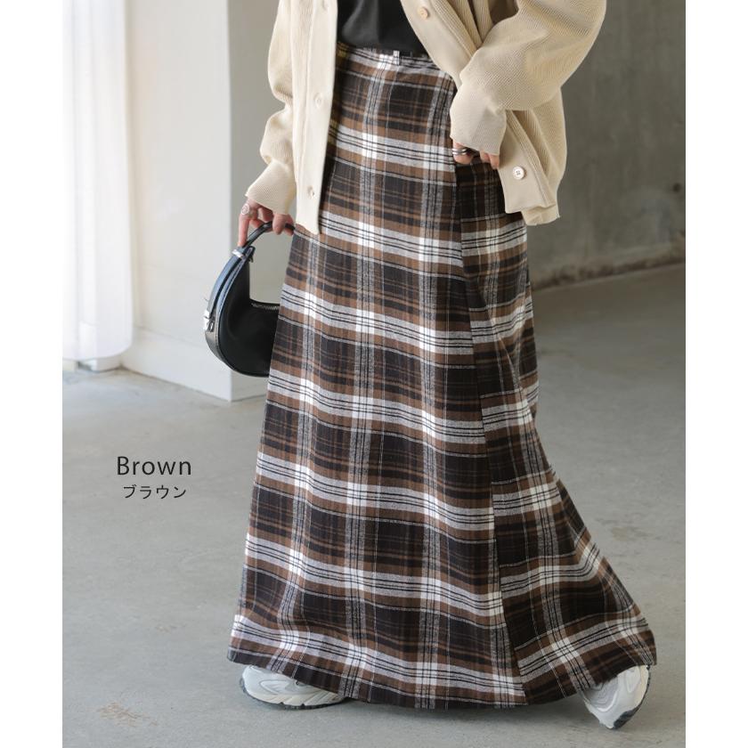 スカート ロング チェック Aライン レディース 綿100 チェックスカート ロングスカート ボトムス ボトム フレア フレアスカート マキシ マキシスカート | HUG.U | 14