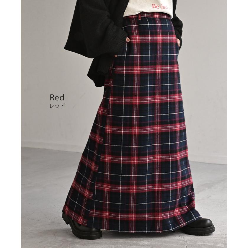 スカート ロング チェック Aライン レディース 綿100 チェックスカート ロングスカート ボトムス ボトム フレア フレアスカート マキシ マキシスカート | HUG.U | 16