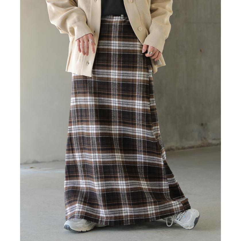 スカート ロング チェック Aライン レディース 綿100 チェックスカート ロングスカート ボトムス ボトム フレア フレアスカート マキシ マキシスカート | HUG.U | 08